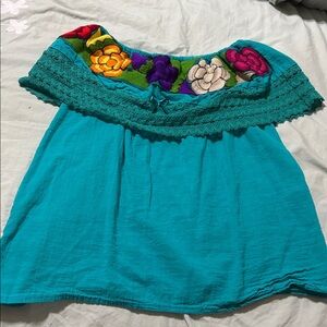 Colorful Embroidered Off-Shoulder Top